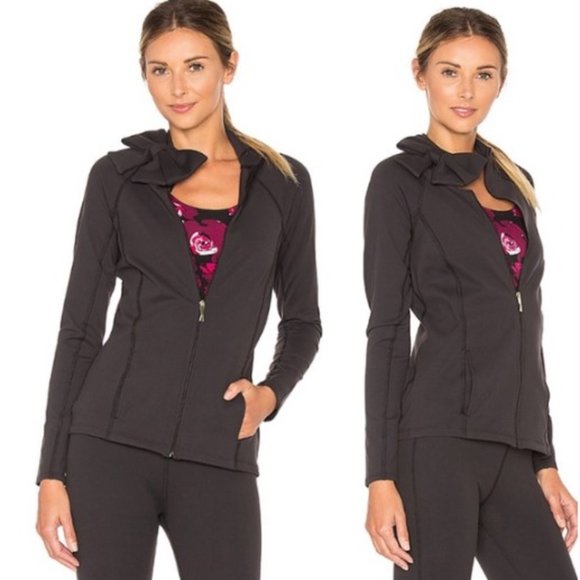 Kate Spade x Beyond Yoga Black Bow Neck Zip up Athletic Jacket - Picture 16 of 16